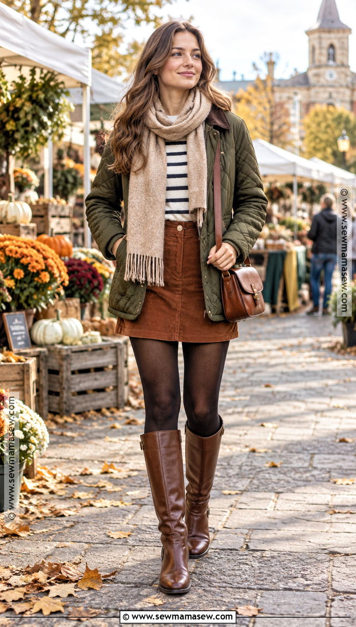Corduroy Mini Skirt Outfit - 15 fall skirt outfits 2026