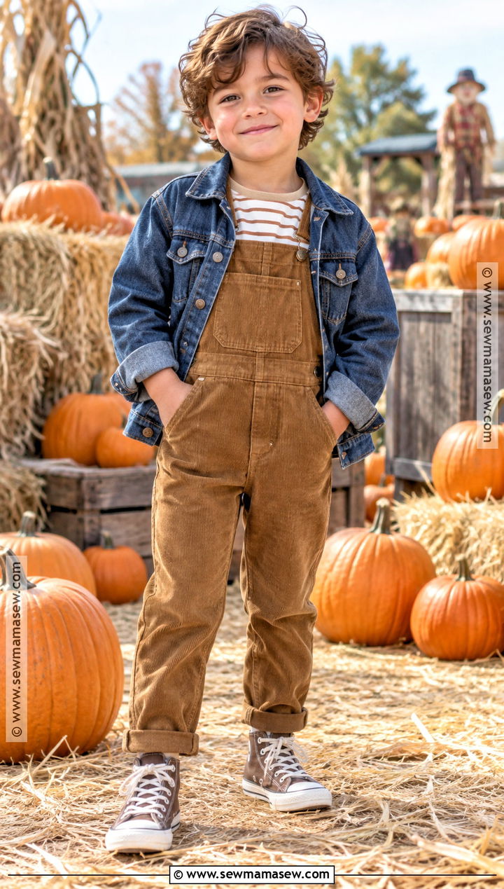 Corduroy Overalls And Striped Shirt Pumpkin Patch Outfit - 25 pumpkin patch outfit ideas for kids