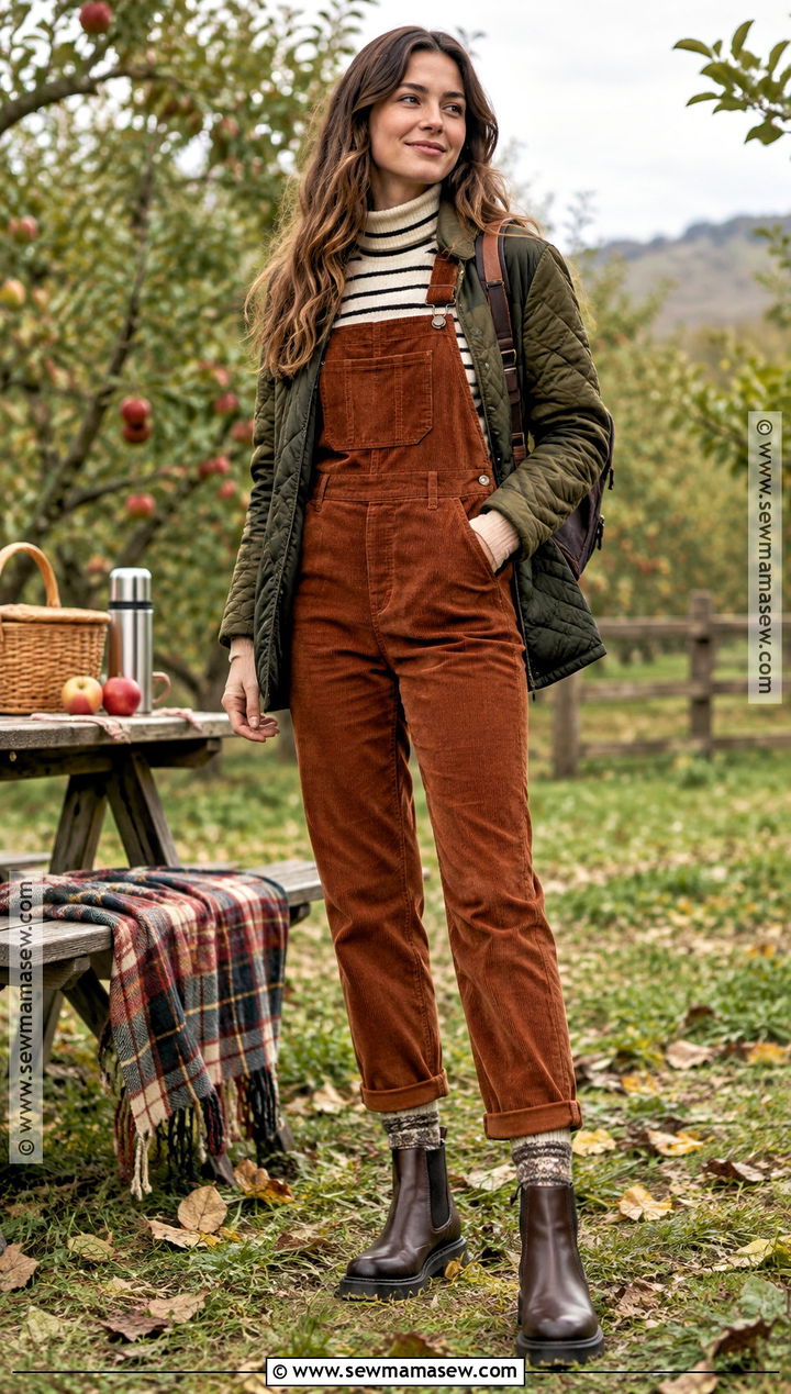 Corduroy Overalls Autumn Picnic Outfit - 25 autumn picnic outfit ideas