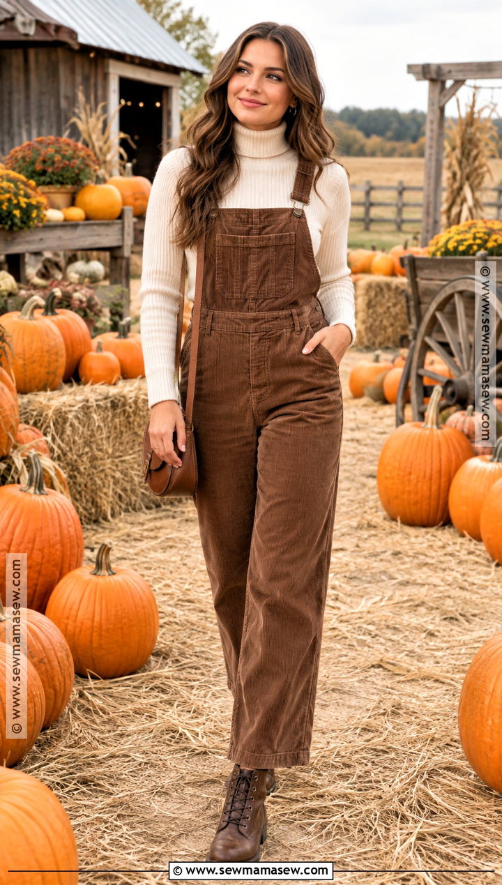 Corduroy Overalls Fall Photo Shoot Outfit - 30 fall photo shoot outfits