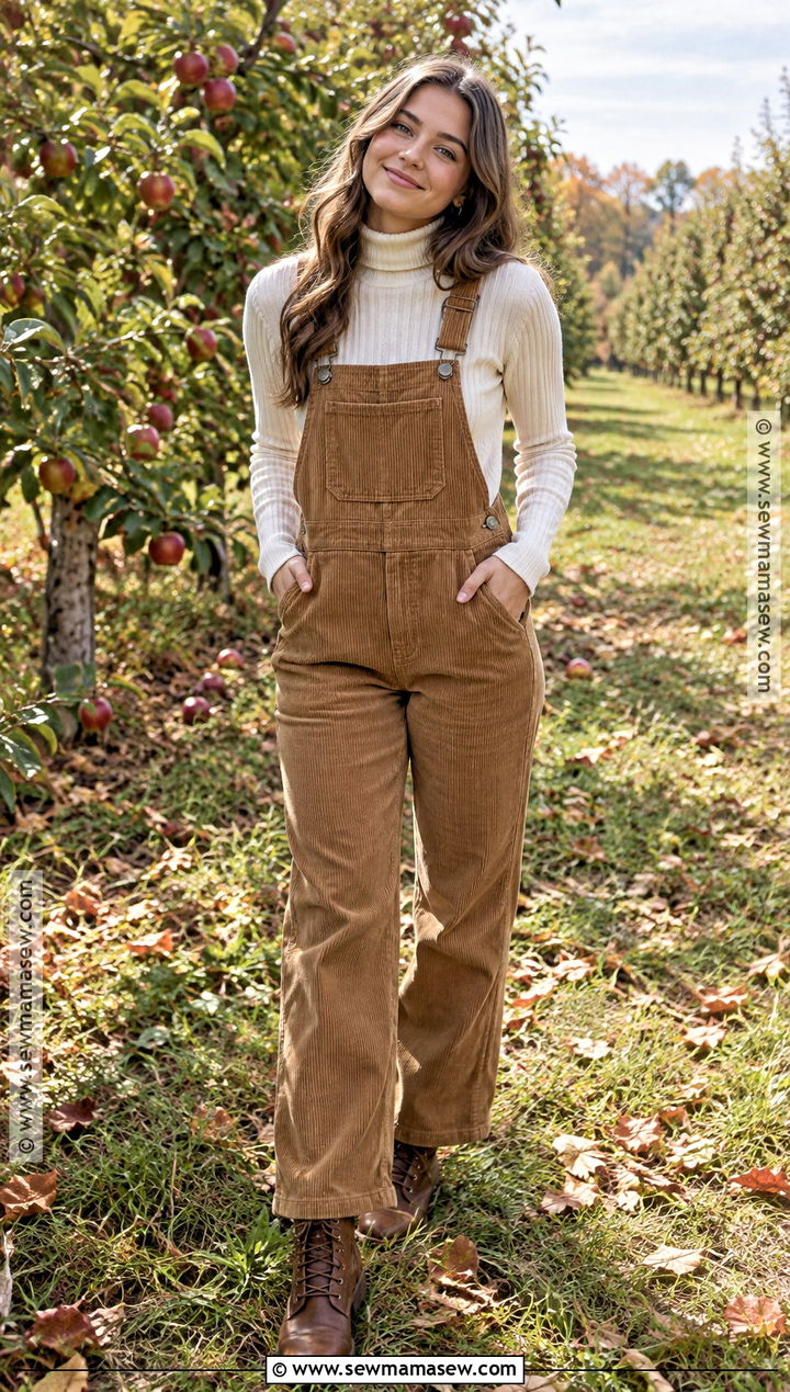 Corduroy Overalls Fall Senior Picture Outfit - 20 Fall Senior Picture Ideas Outfits