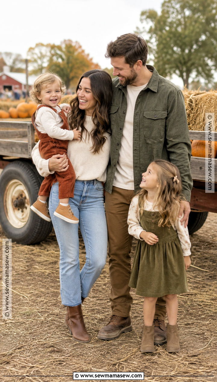 Corduroy Overalls Family Pumpkin Patch Outfit - 15 fall pumpkin patch outfit ideas for family