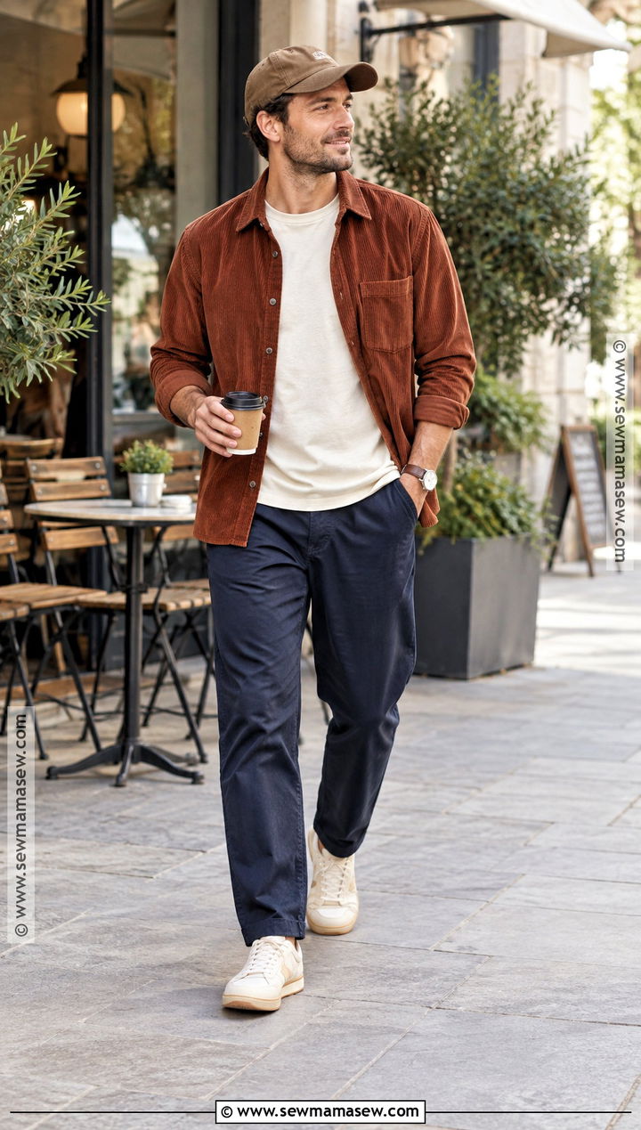 Corduroy Overshirt Autumn Outfit - 15 autumn aesthetic clothes for men