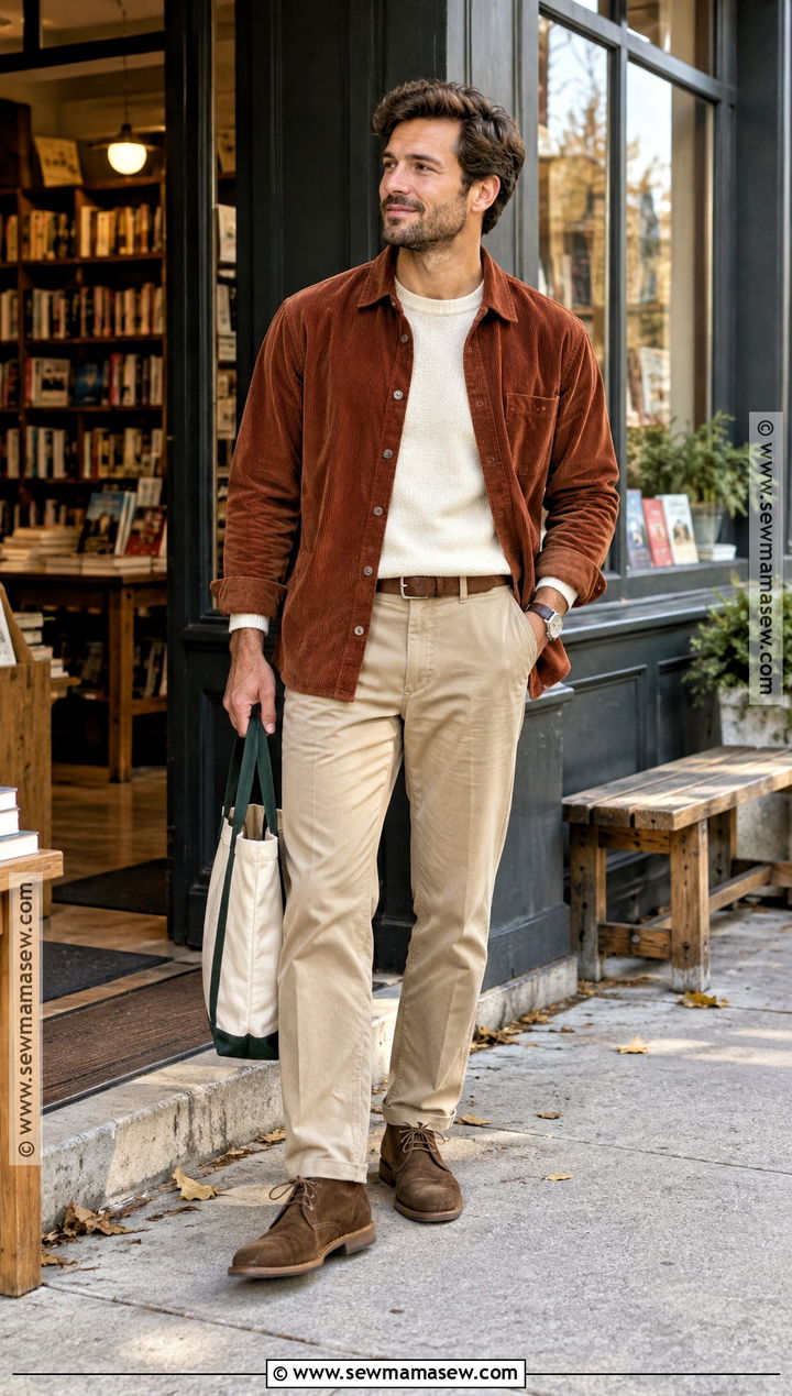 Corduroy Overshirt With Khaki Pants Fall Outfit - 15 fall 2026 outfits for men
