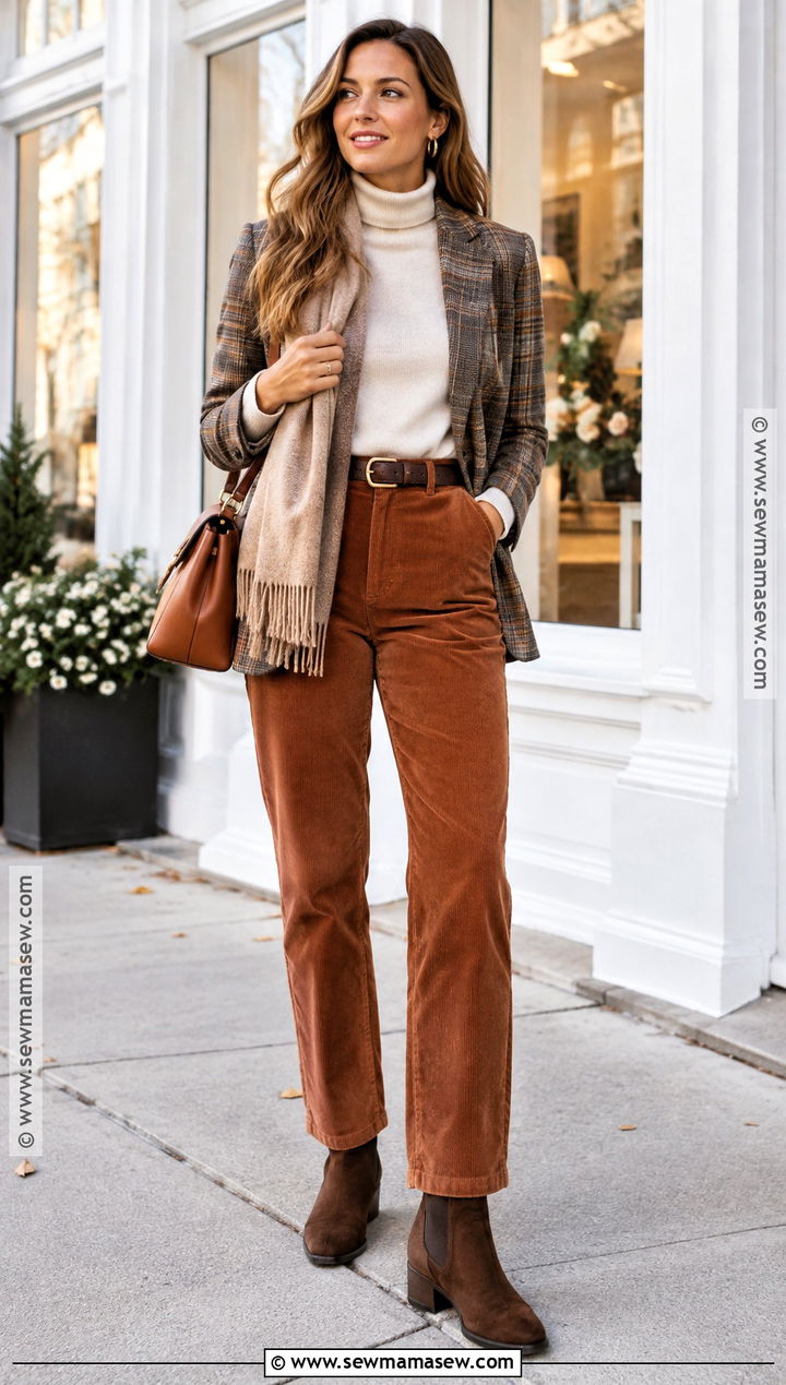 Corduroy Pants And Brown Chelsea Boots - 20 Chelsea Boots Outfit Women Fall
