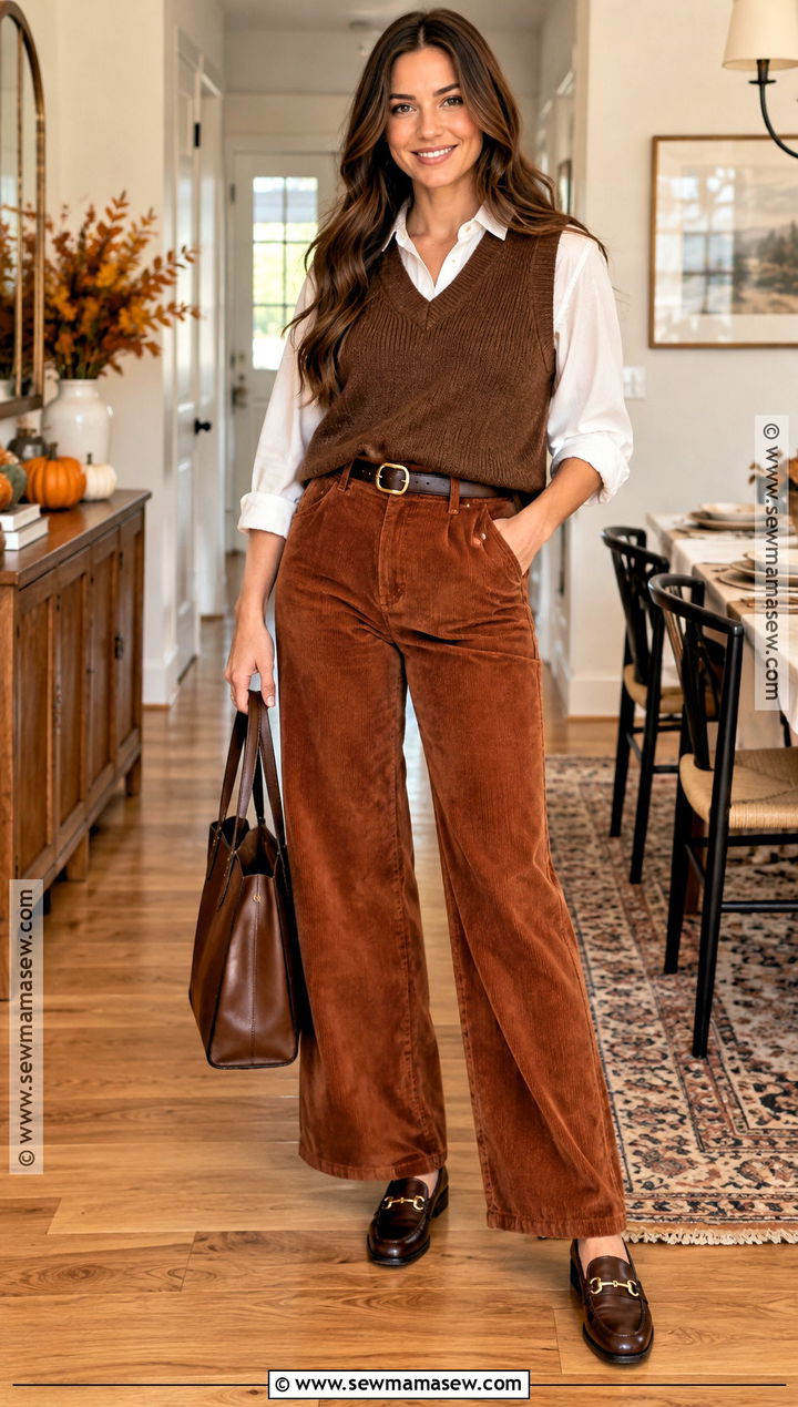 Corduroy Pants And Button Down Friendsgiving Outfit - 20 friendsgiving outfit inspo ideas
