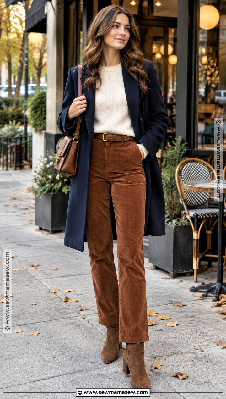 Corduroy Pants And Cashmere Sweater Fall Date Night Outfit - 30 fall date night outfit ideas