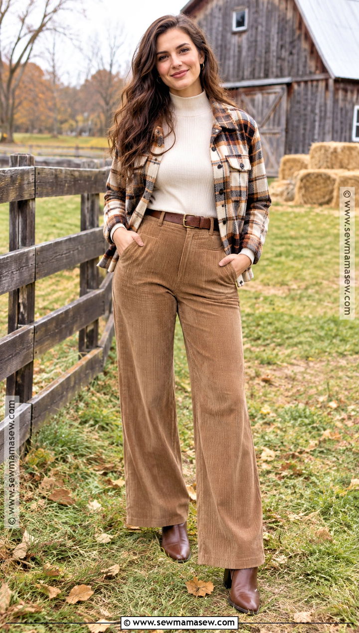 Corduroy Pants And Mock Neck Sweater Outfit - 15 november engagement photos outfits