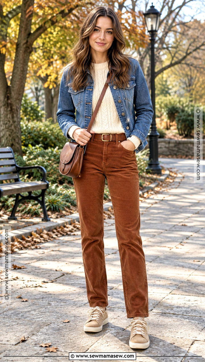 Corduroy Pants And Suede Sneakers Fall Outfit - 25 fall outfits with sneakers