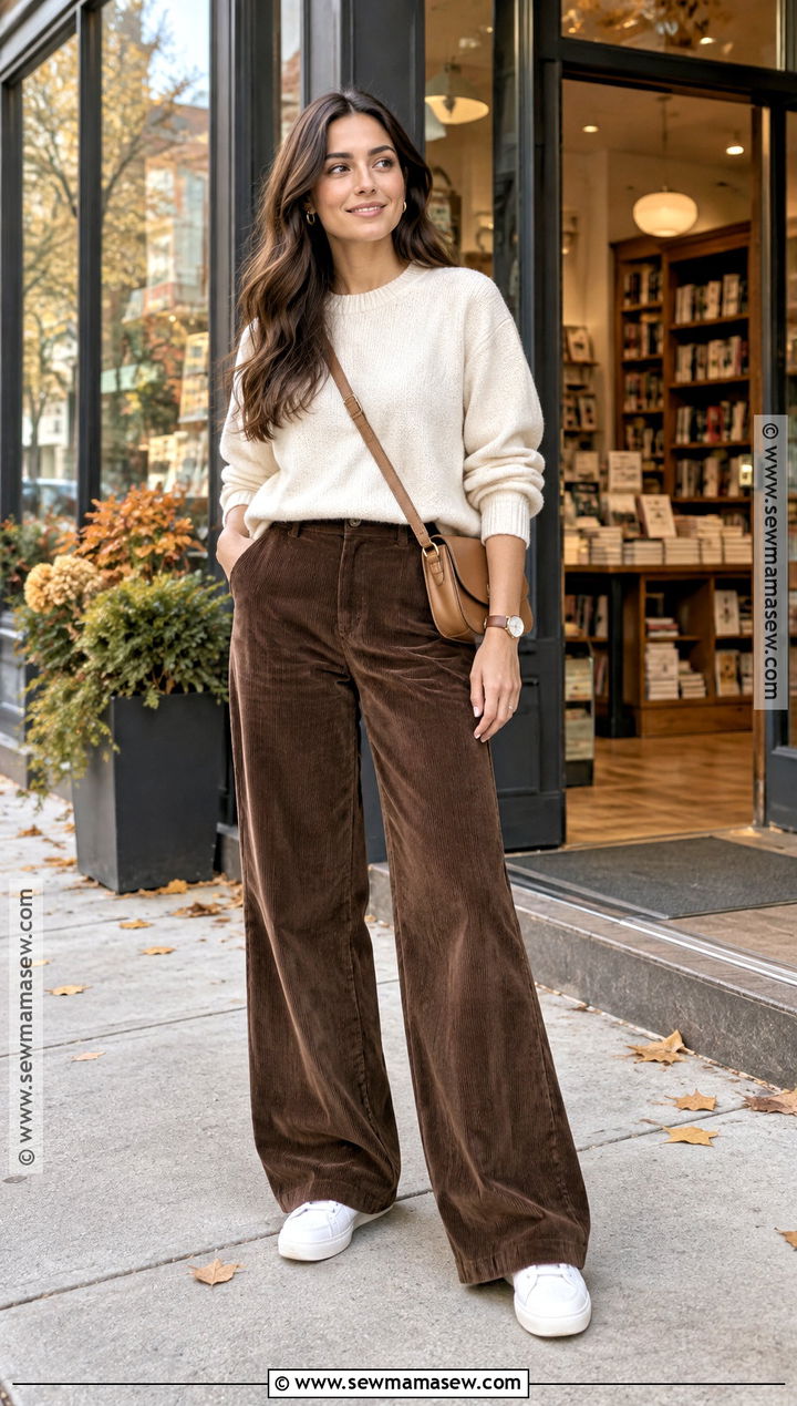 Corduroy Pants And Sweater Fall Outfit - 25 easy fall outfits casual