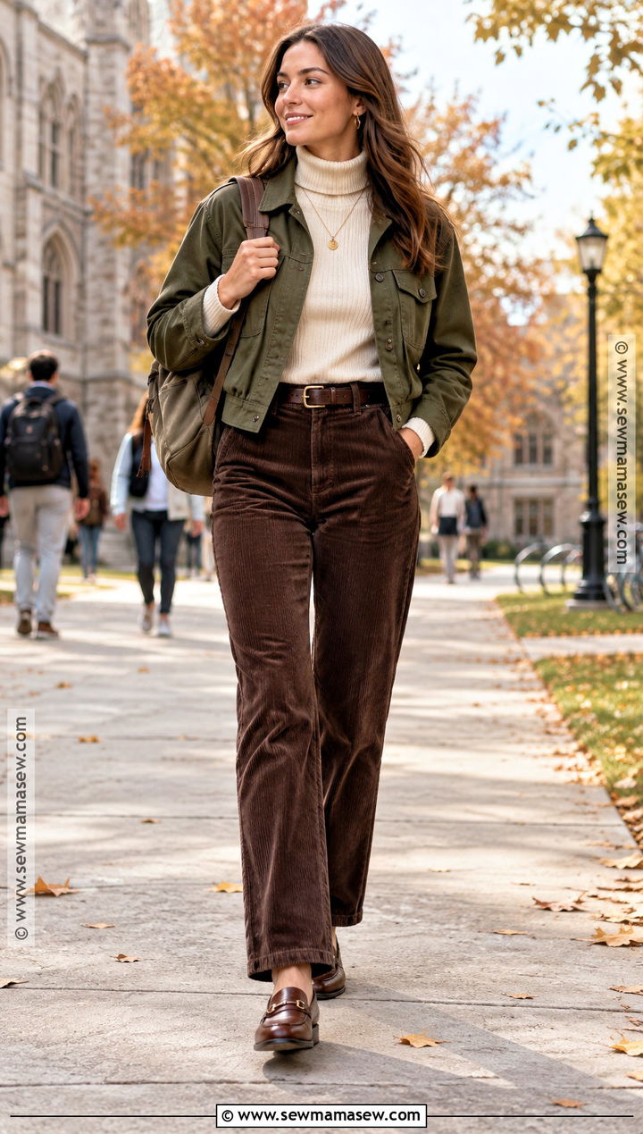 Corduroy Pants And Turtleneck Back To School Outfit - 15 Chic Back To School Outfits