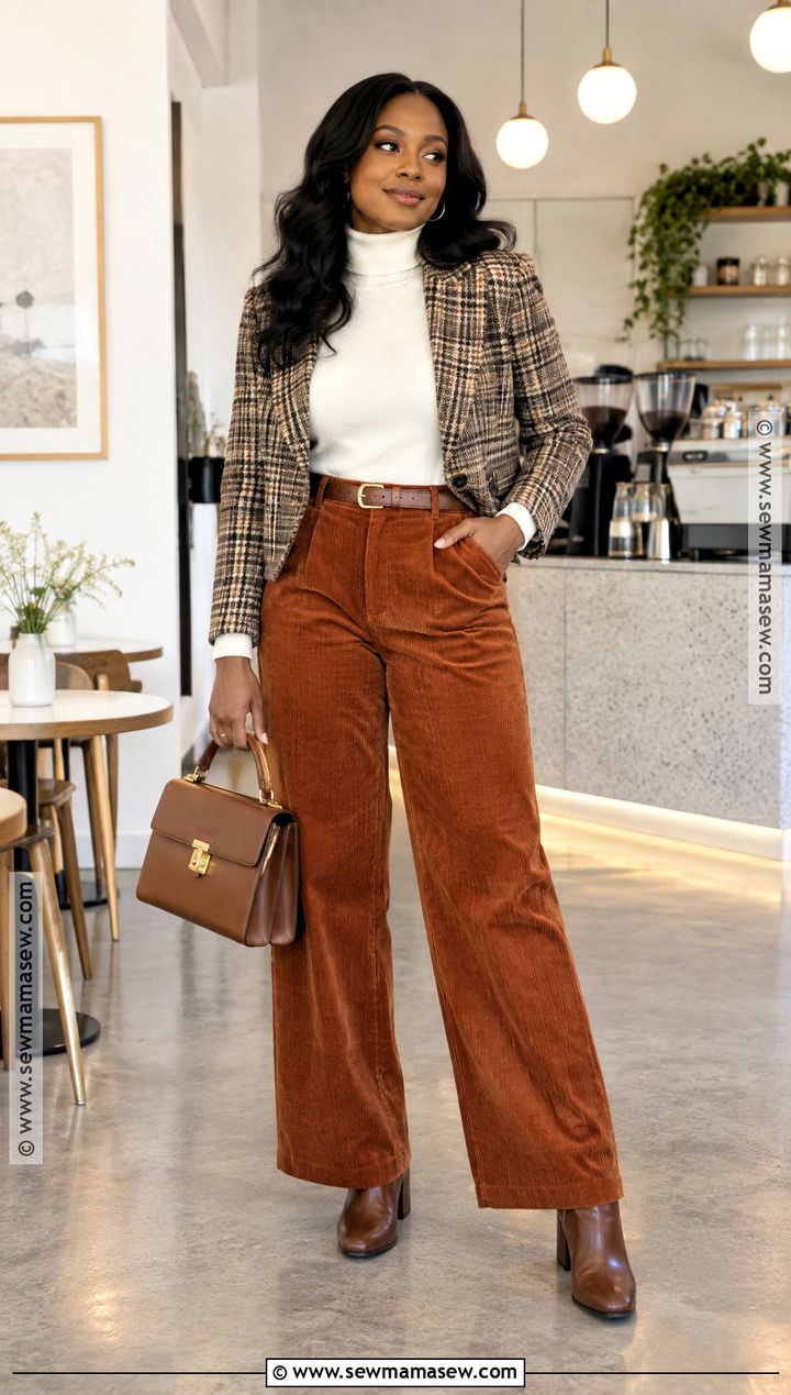 Corduroy Pants And Turtleneck Fall Outfit - 30 fall outfits for black women