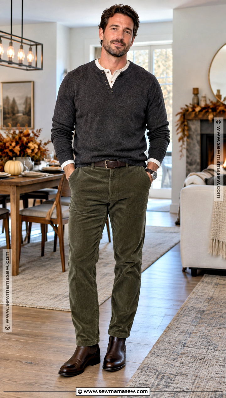 Corduroy Pants Thanksgiving Outfit - 20 Mens Thanksgiving Outfit Ideas
