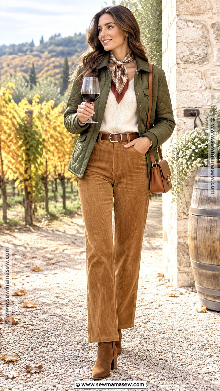 Corduroy Pants Wine Tasting Outfit - 20 Wine Tasting Fall Outfit Ideas