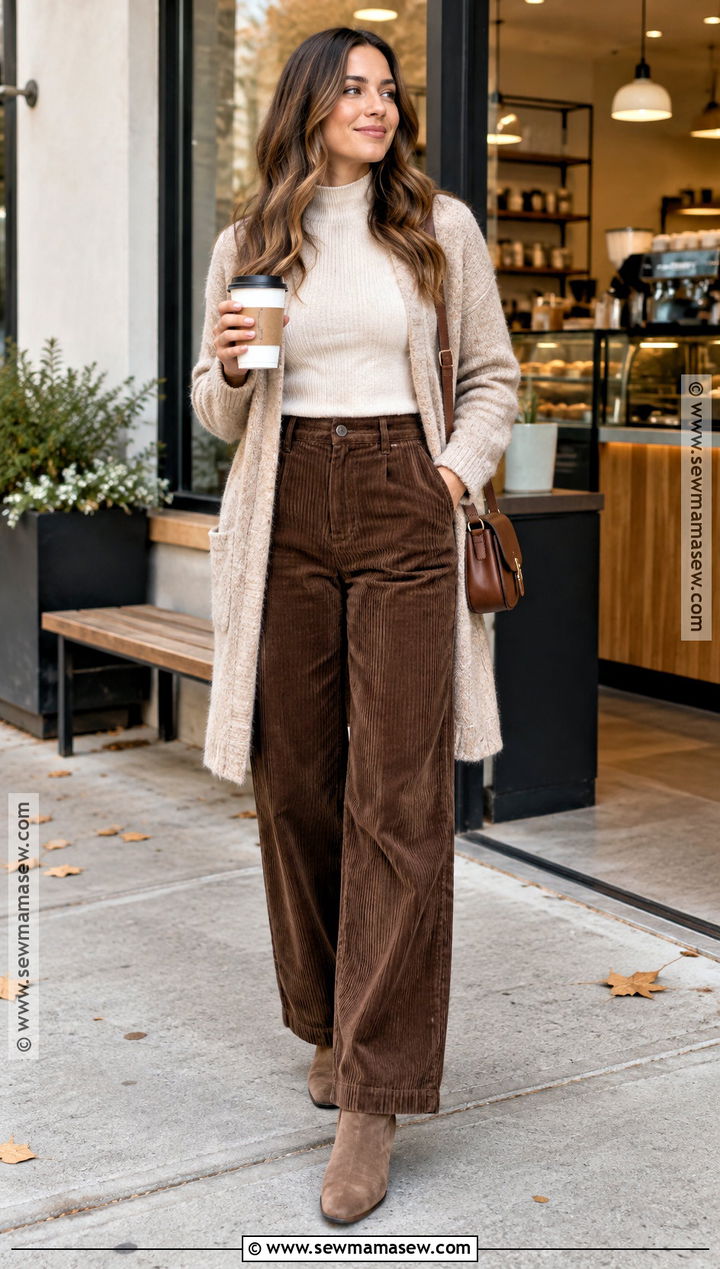 Corduroy Pants With Long Cardigan Fall Modest Outfit - 15 fall 2026 modest outfits