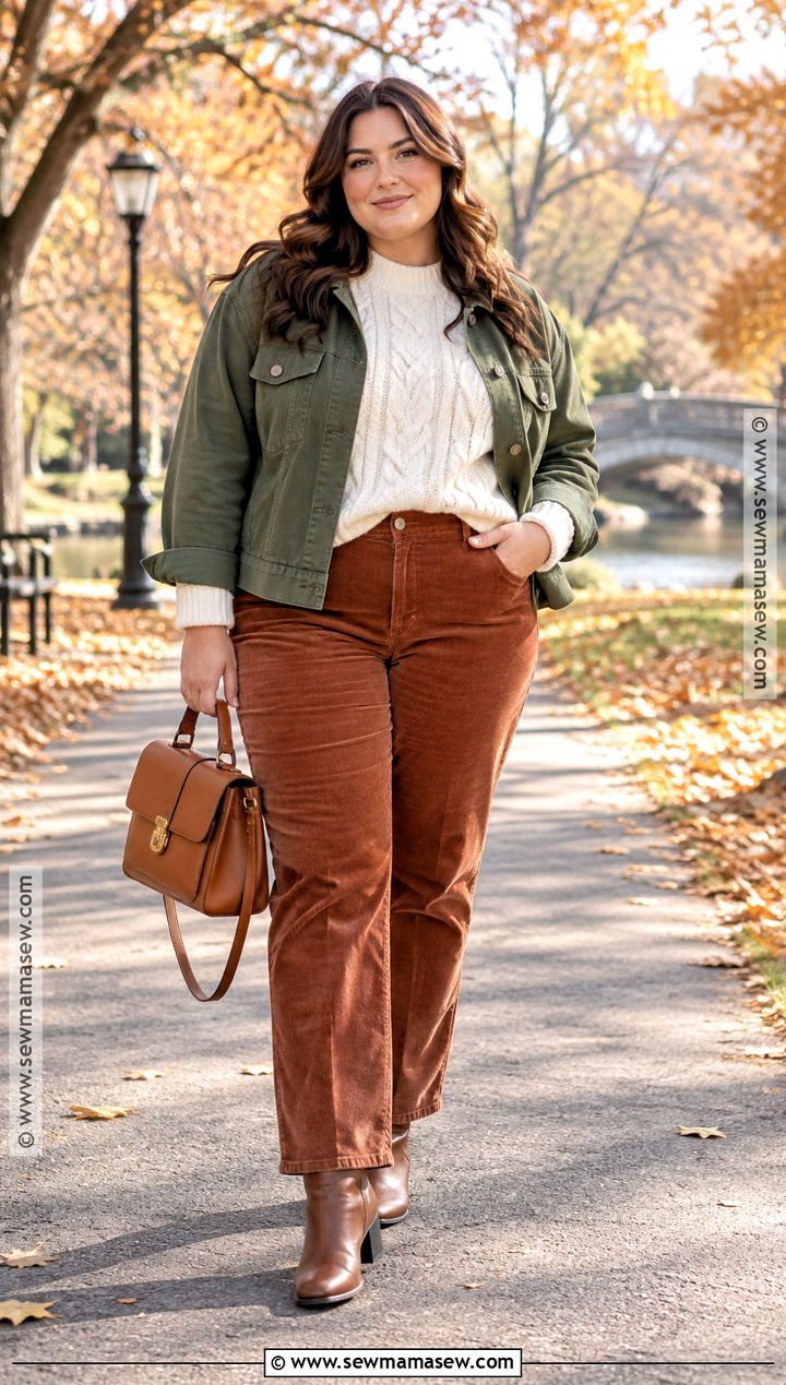 Corduroy Pants and Chunky Sweater Outfit - 15 Casual Fall Winter Outfits for Women