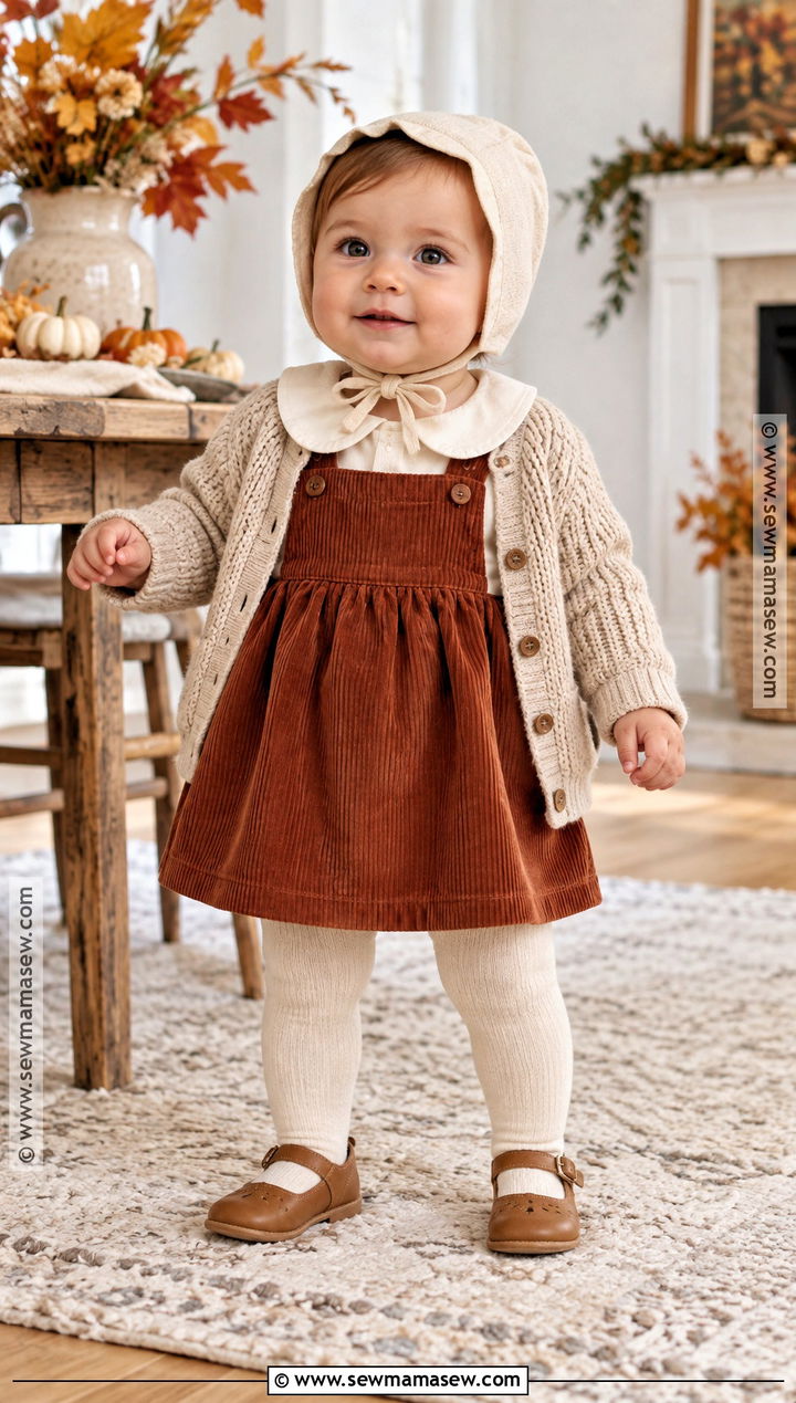 Corduroy Pinafore Baby Outfit - 15 autumn themed baby clothes