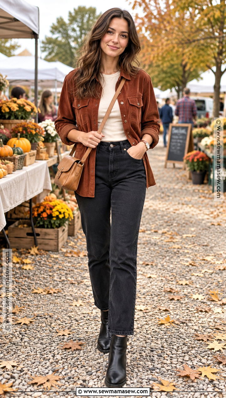 Corduroy Shirt With Black Jeans - 20 fall shirt ideas
