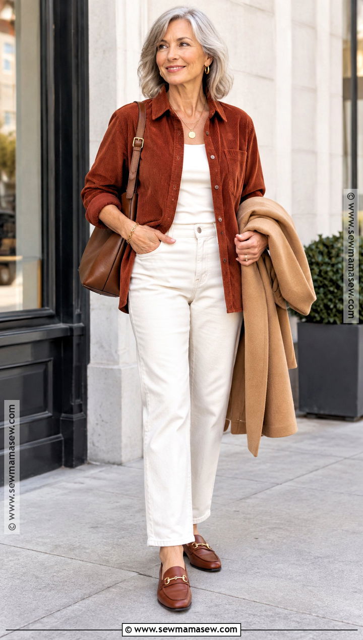 Corduroy Shirt With Cream Jeans - 15 shirts for fall