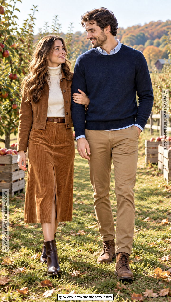 Corduroy Skirt And Ivory Turtleneck Engagement Outfit - 15 engagement photos outfits fall country