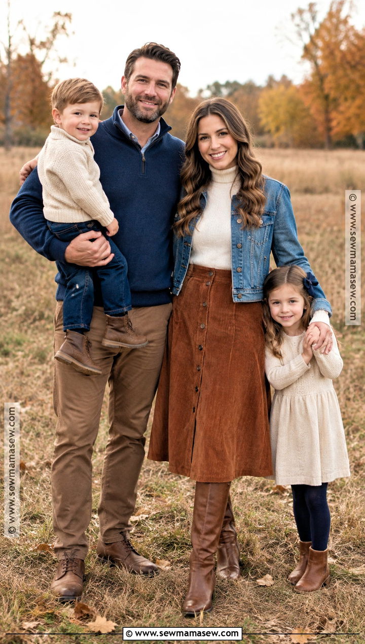 Corduroy Skirt And Turtleneck Fall Picture Outfit - 15 fall family pictures outfits for moms