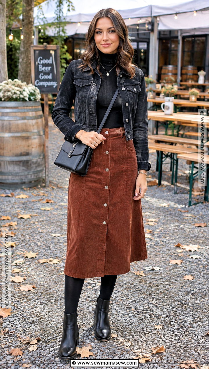 Corduroy Skirt Beer Festival Outfit - 15 fall beer festival outfit ideas