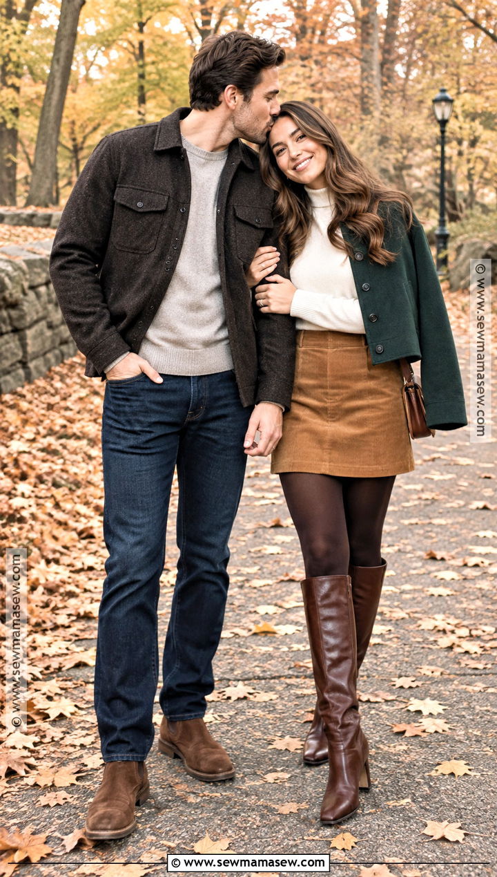 Corduroy Skirt Fall Engagement Outfit - 15 cute fall engagement outfits