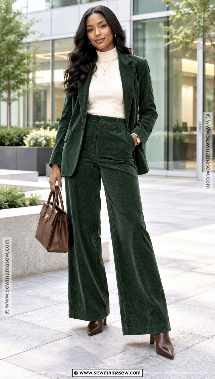 Corduroy Suit And Ankle Boots Fall Outfit - 25 fall outfits women black for women