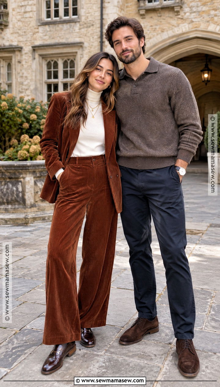 Corduroy Suit Autumn Engagement Photo Outfit - 20 autumn engagement photos outfits