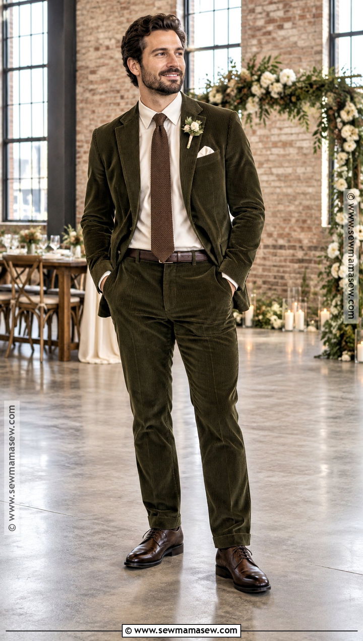 Corduroy Suit Fall Groom Attire - 25 fall wedding groom attire ideas