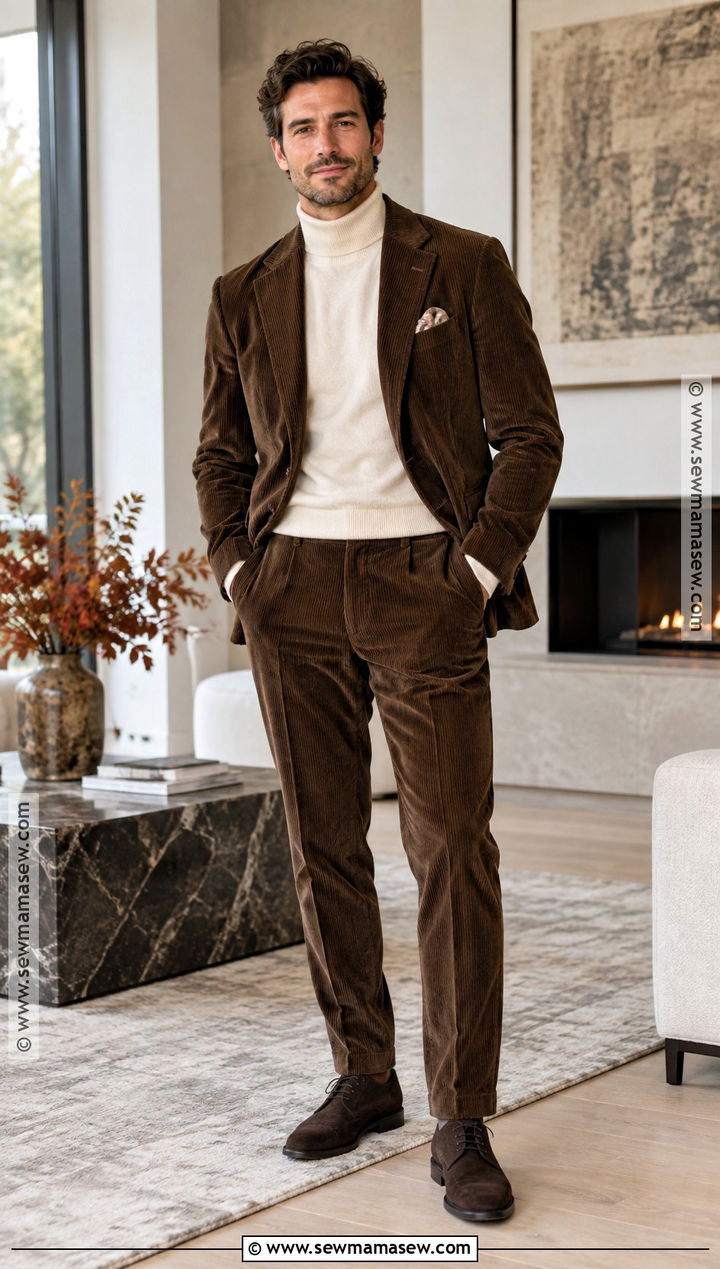 Corduroy Suit Fall Outfit - 30 fall outfits for men