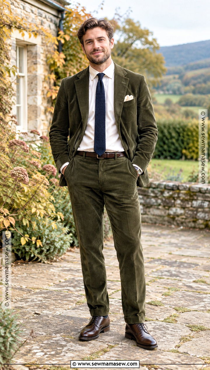 Corduroy Suit October Wedding Guest Outfit - 15 October Wedding Guest Outfits for Men