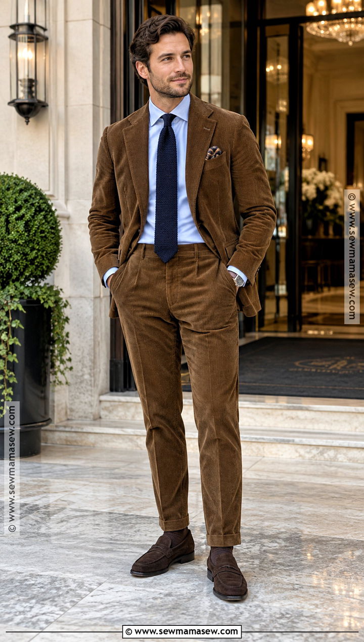 Corduroy Suit With Oxford Shirt - 15 dapper fall outfits for men