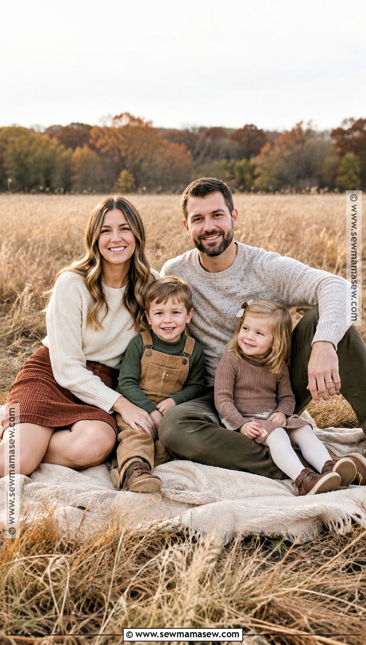 Corduroy and Knit Fall Family Picture Outfits - 20 family of 4 fall picture outfits