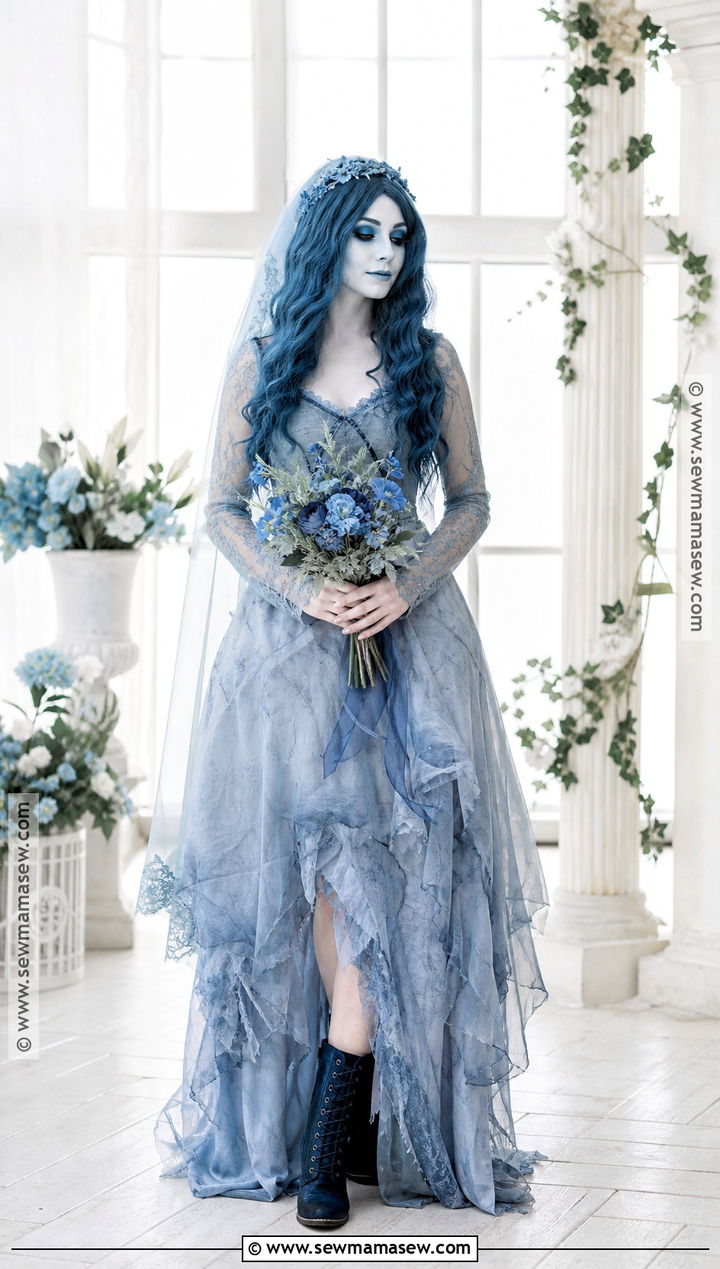 Corpse Bride Blue Wedding Film Costume - 30 Film Costume Ideas for Women