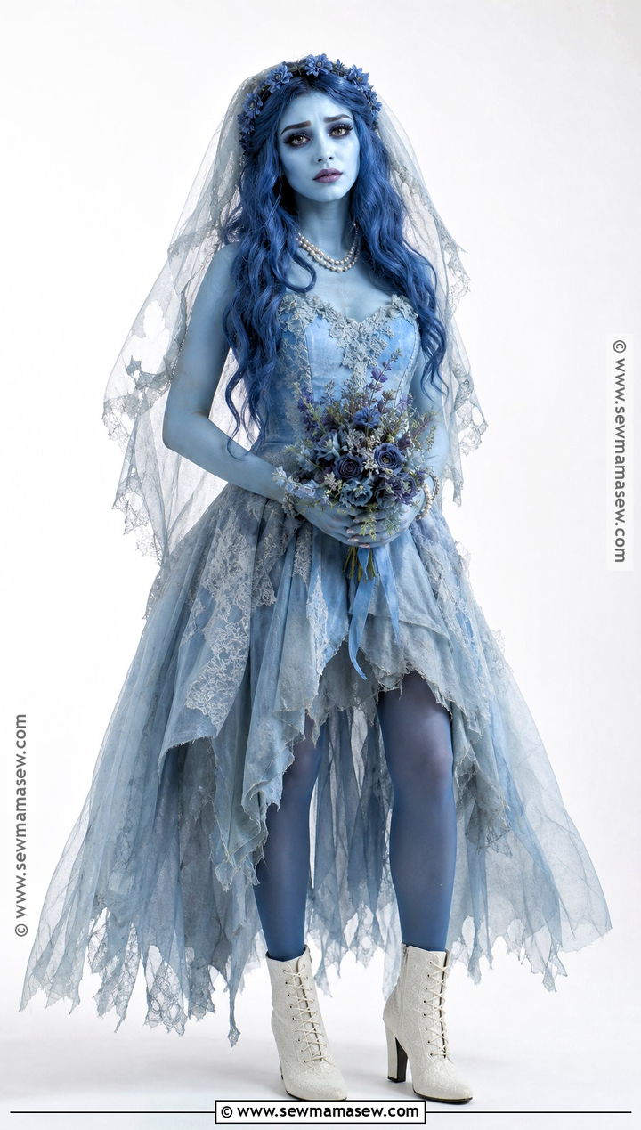 Corpse Bride Costume With Blue Makeup - 35 bride costume ideas