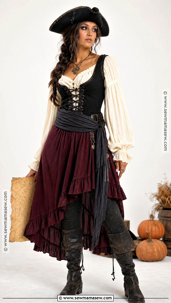 Corset And Skirt Pirate Costume - 50 pirate costume ideas for women
