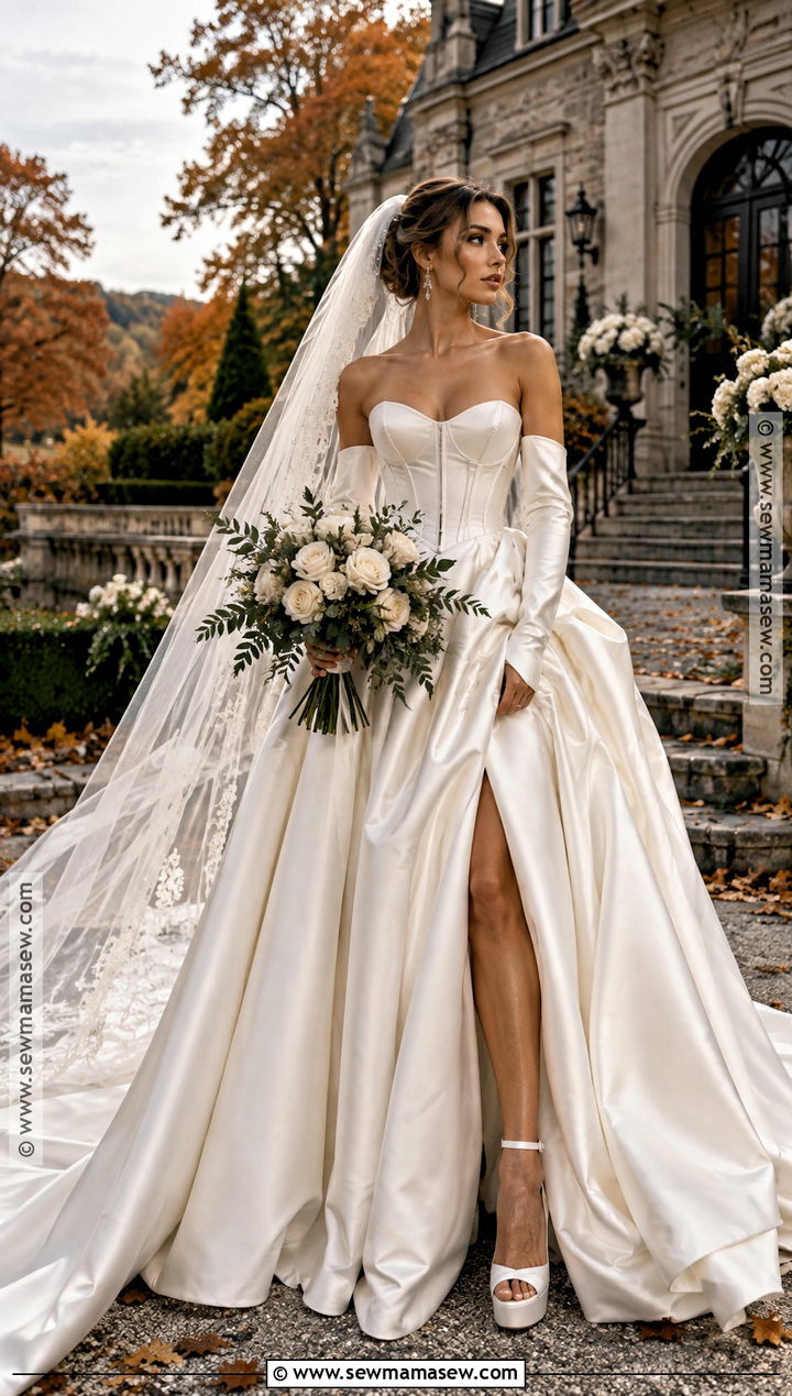 Corset Ball Gown Fall Bride Outfit - 15 fall bride outfit ideas