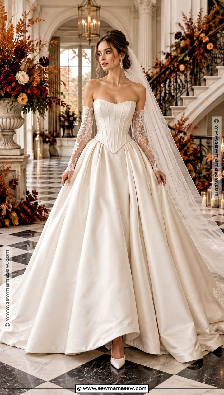 Corset Bodice Autumn Wedding Dress - 25 autumn wedding dress ideas