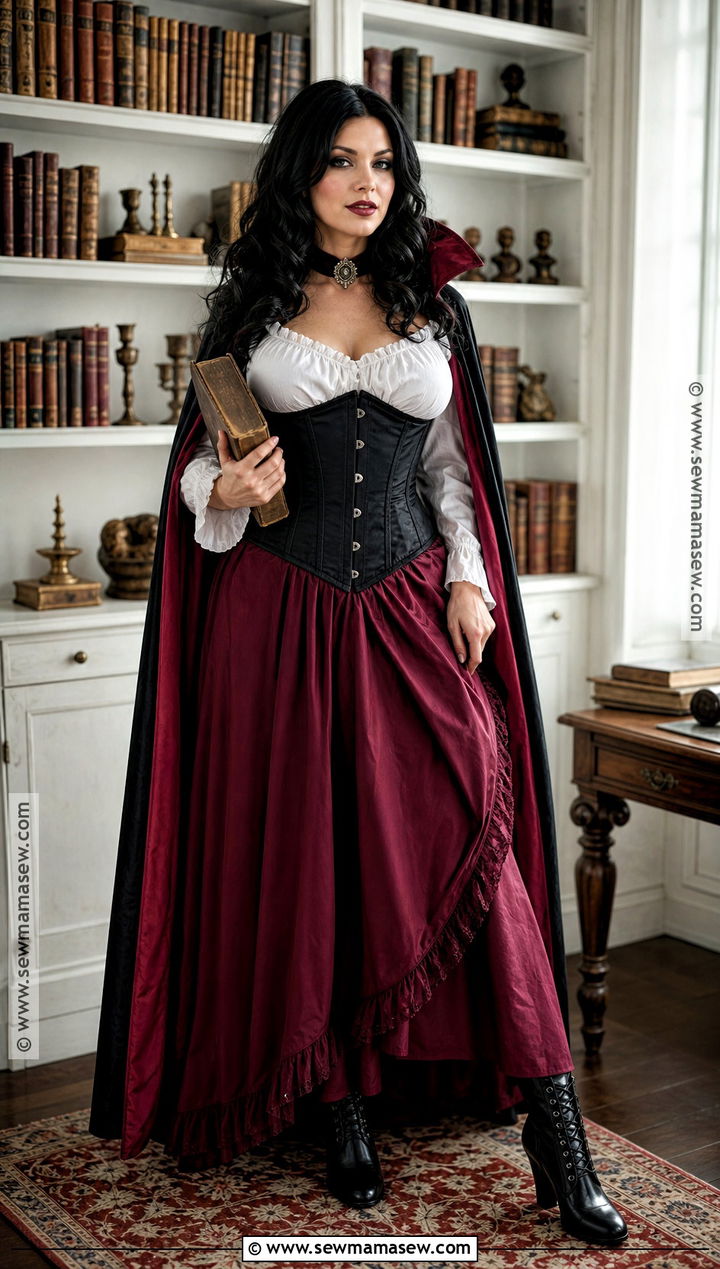 Corset Dracula Costume With Maxi Skirt - 30 Dracula Costume Ideas for Women