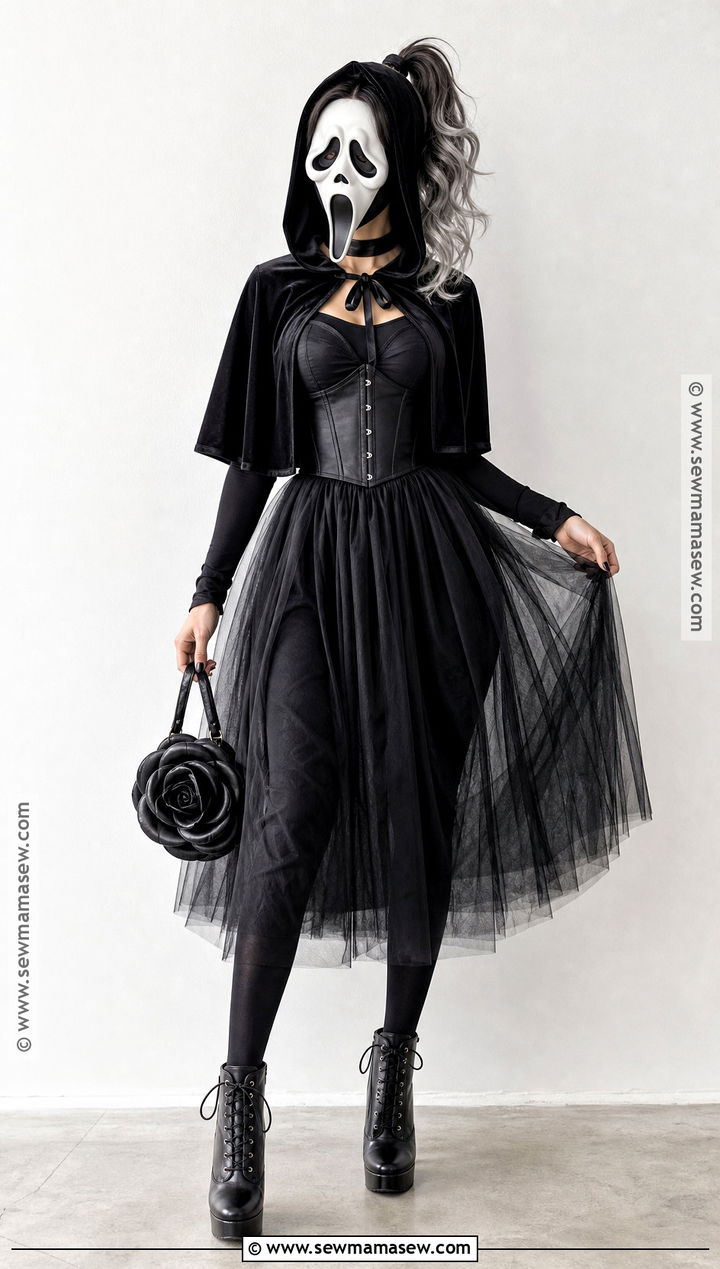Corset Ghost Face Costume With Tulle Skirt - 45 ghost face costume ideas for women
