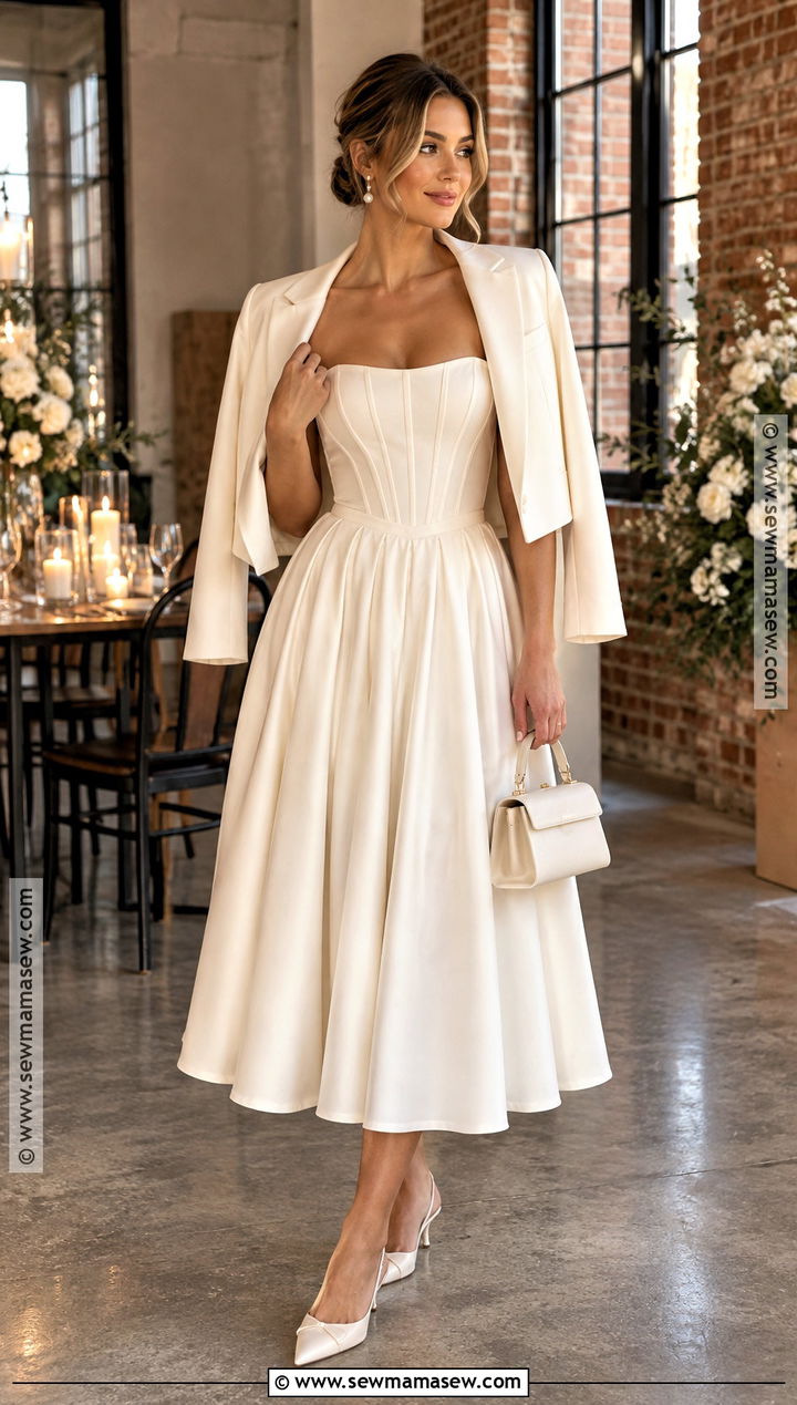 Corset Midi Fall Engagement Party Dress - 15 fall engagement party dress for bride ideas
