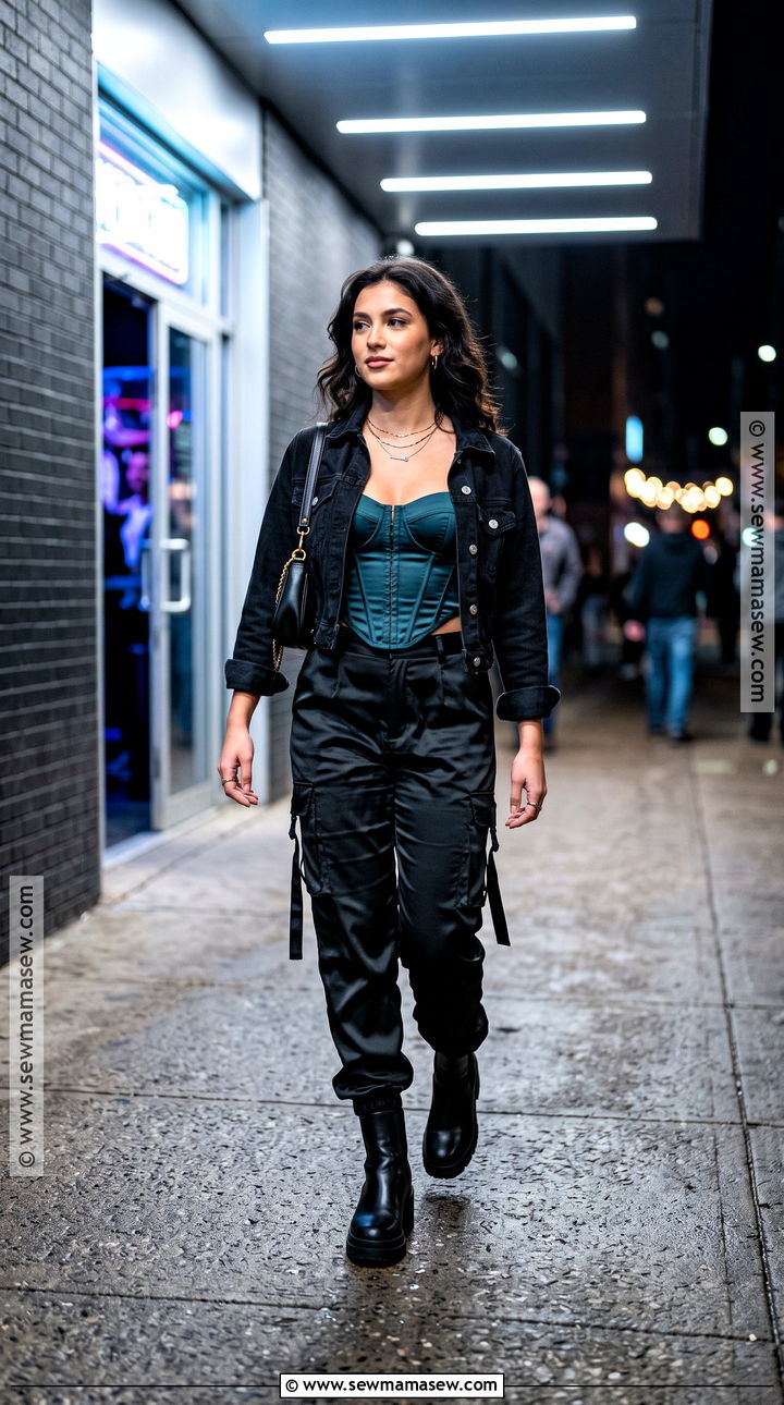 Corset Top And Cargo Pants Clubbing Outfit - 20 autumn clubbing outfit ideas