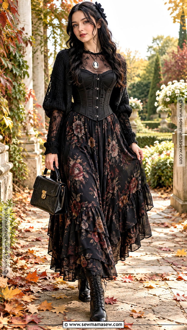 Corset Top And Maxi Skirt Autumn Outfit - 25 alt autumn outfits