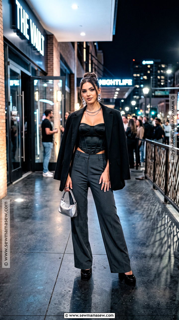 Corset Top And Wide Leg Pants Fall Club Outfit - 25 fall club outfits