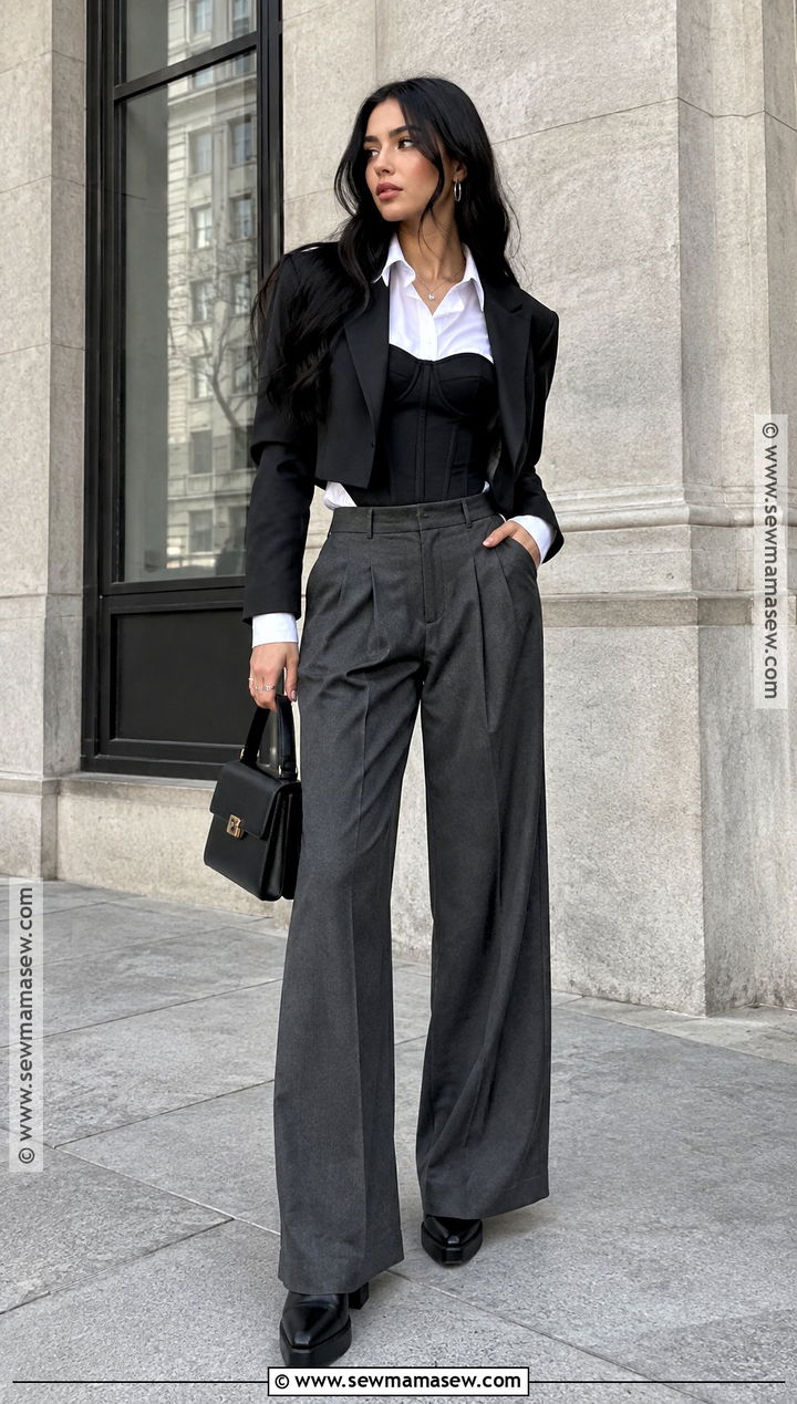 Corset Top And Wide Leg Pants Outfit - 25 alt fall outfits