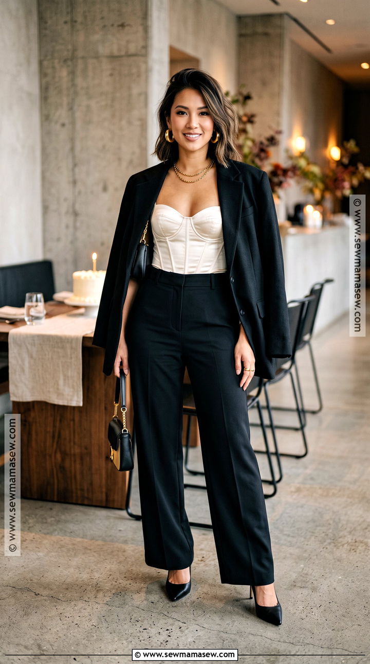 Corset Top With Wide Leg Trousers - 20 birthday outfit ideas for women fall