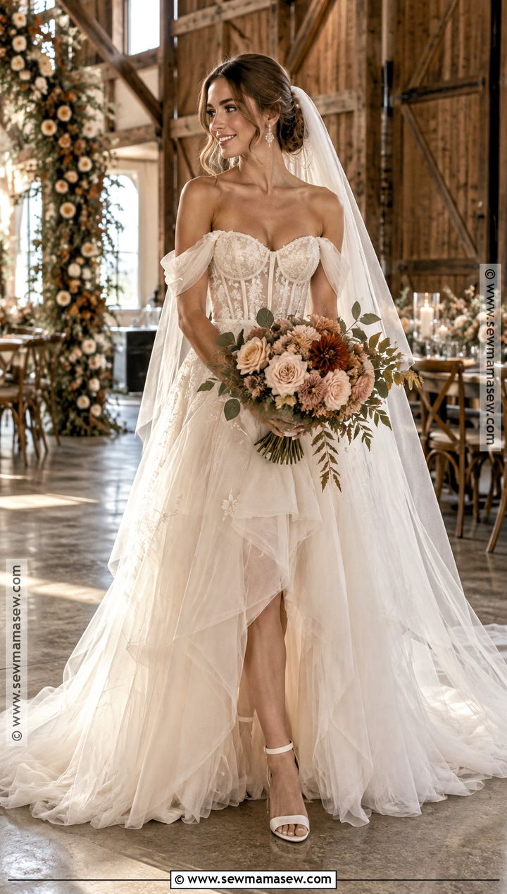 Corset Tulle Fall Wedding Dress - 20 romantic fall wedding dress ideas