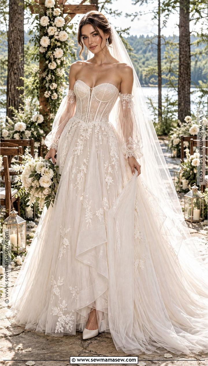 Corset Tulle Fall Wedding Dress - 15 Fall Theme Wedding Dress Ideas