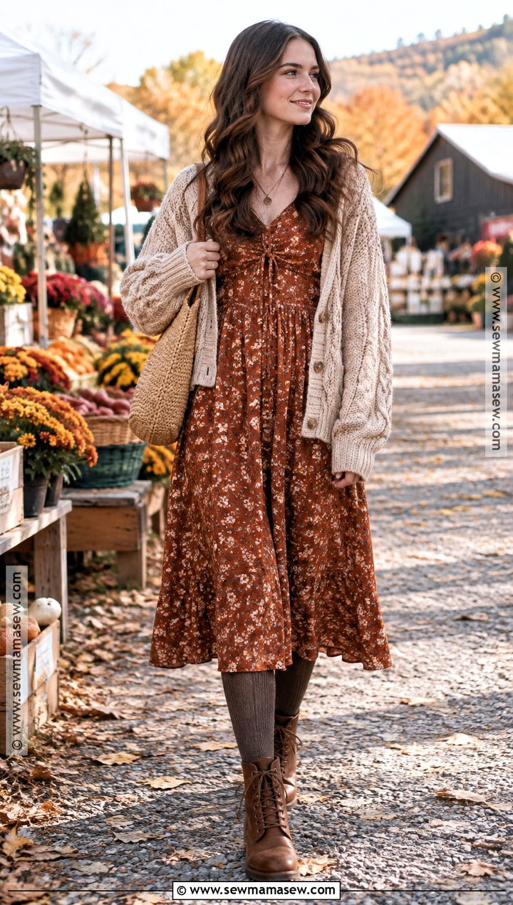 Cottagecore Autumn Dress Outfit - 20 Autumn Aesthetic Fashion Ideas